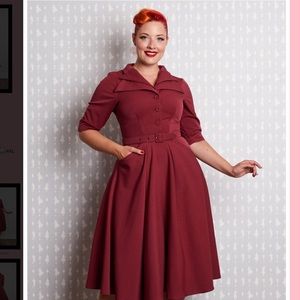 Chic Long Sleeve Burgundy Dress